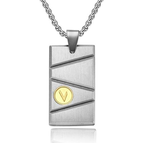 Yoiumit 2020 New Stainless Steel Carved Groove Full Sand Two-Color Pendant Necklace Jewelry Hip Hop Necklace Mens Luxury Gift