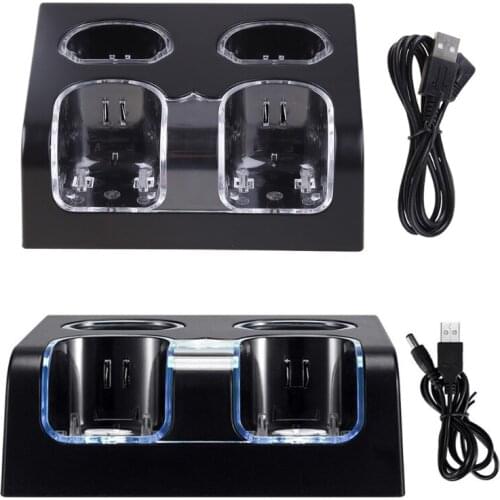 652E 5V 2A Black White Charging Holder Base Station WII WII UGame Console Power Bank Charging Adapter with 2 Ports