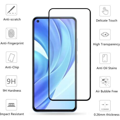 2pcs/lot For Xiaomi Mi 11 Lite Glass For Mi 11 Lite Protective Glass Full Glue Cover HD Screen Protector For Mi 11i Glass 4.9