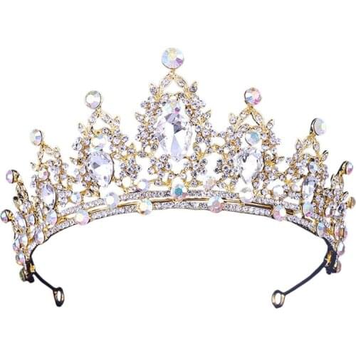 Women Princess Crown Headband Crystal Rhinestone Tiara And Crowns Hair Band Jewelry Silver Color Bridal Hair Accessories Wedding