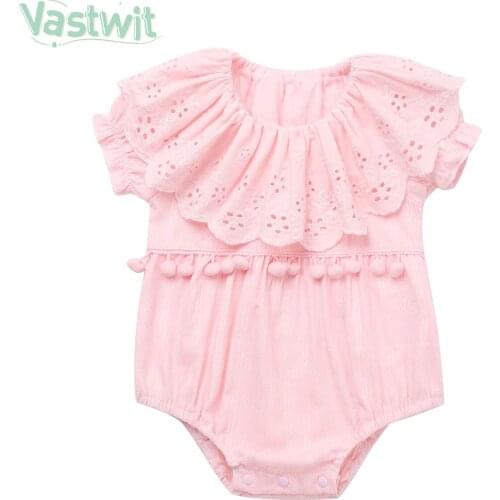 0-12M Newborn Baby Girl Ruffled Clothes Sleeveless Lace Floral Romper One-Pieces Bodysuits Jumpsuit Baby Clothing Outfit Sunsuit
