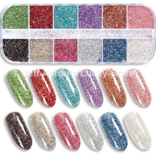 1 Box Holographic Acrylic Nail Art Glitter Powder Set For Fake Nails Tips Decoration Manicure Accessoires Tools New Arrival
