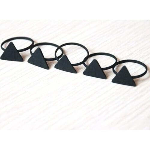 10pc/lot Matt Black Triangle Rings Punk Brushed Geometric Ring Men Women Anillos Mujer Jewelry