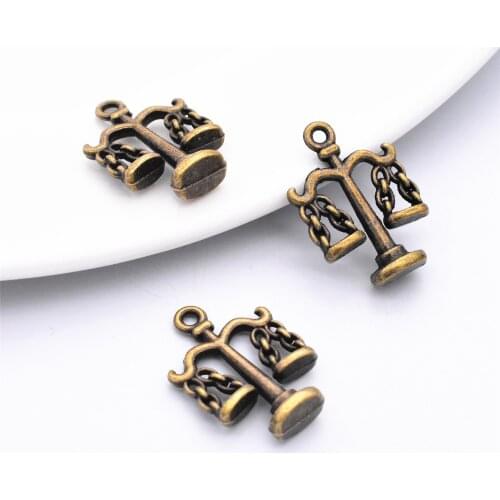 22*18mm 10pcs Antique Bronze Plated Libra Pendants Connector Making DIY Handmade Jewelry
