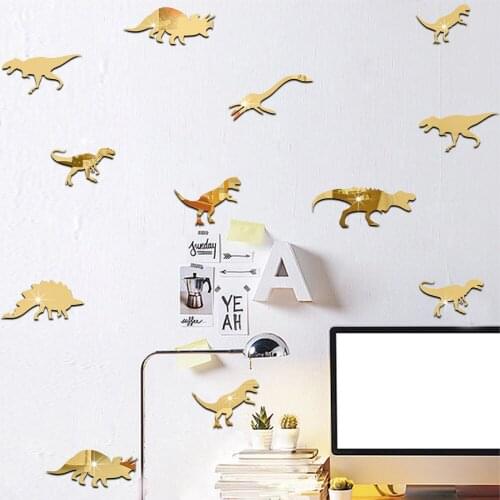JM174 Dinosaur Room Decoration 3D Three-dimensional Removable Self Adhesive Acrylic Mirror Wall Sticker