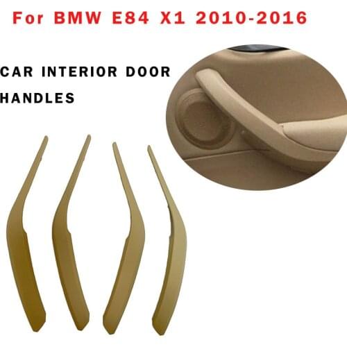 4pcs Beige Front Rear Left/Right Car Interior Inner Door Handle Inner Pull Trim Cover Armrest For BMW X1 E84 2010-2016
