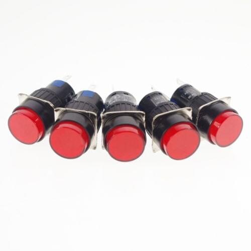 5 x PushButton Switch Red 1NO 1NC 16mm Hole Momentary With 12V Pilot Light Lamp