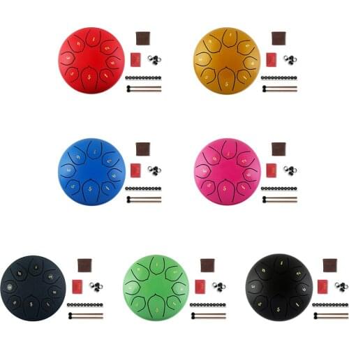 6 inch 8 Tune Hand Pan Tank Steel Tongue Drum Percussion Musical Instrument Children Beginner Percussion Gifts with Storage Bag