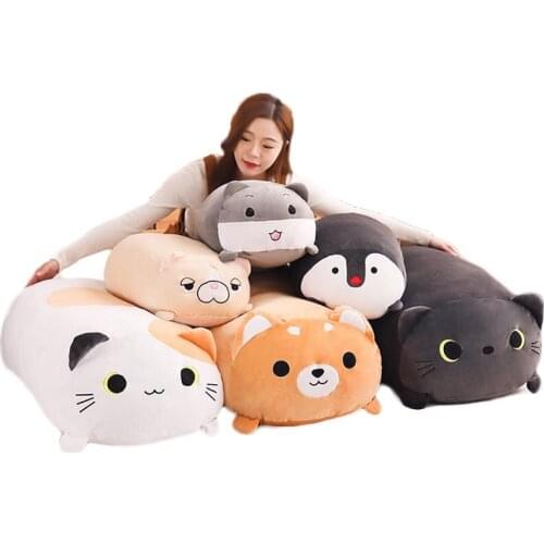 60cm 90cm Cute Cat Shiba Inu Totoro Big Large Stuffed Animal Black Cat Pillow Soft Plush Doll Toy