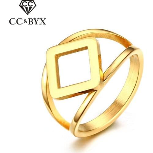 CC Titanium Steel Rings For Women And Men Hollow Square Ring Fashion Jewelry Elegant Bijoux Femme Drop Shipping CC1328