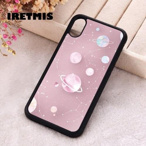 Iretmis 5 5S SE 2020 phone cover cases for iphone 6 6S 7 8 Plus X Xs XR 11 12 MINI Pro Max Soft Silicone TPU Pink space