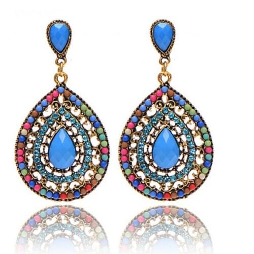 Long National Luxury Hanging Retro Bohemian Large Crystal Pendant Earrings Fashion Womens Wedding Earrings Womens Jewelry