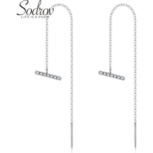 SODROV 925 Sterling Silver Long Earrings Exquisite Jewelry Gift Female Long Tassel Ear Silver Earrings Silver 925 jewelryJ