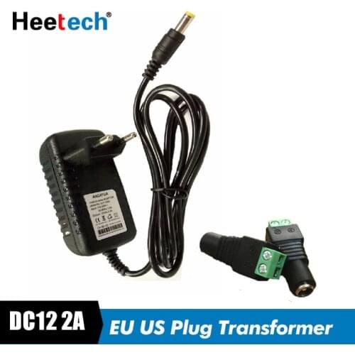 EU US Plug Transformer Driver AC100-240V To DC 12V 2A LED Power Supply +1pcs Female Connector For LED Strip