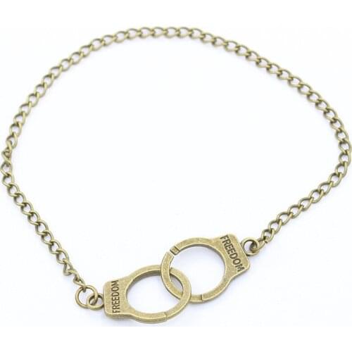 European and American Fashion Retro Handcuffs Necklace Simple Popular Letter Bracelet Clavicle Chain