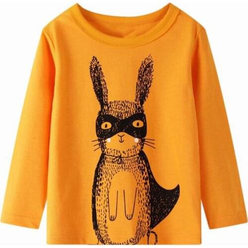 27kids Fashin Girls Spring Autumn Cotton Toddler Baby Rabbit Pattern Tops Long Sleeve T-Shirt Casual Clothing 2-7Years