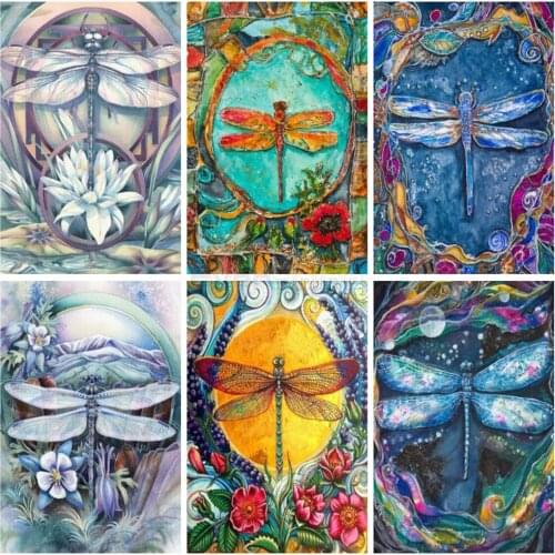 KAMY YI Cartoon Insect Dragonfly Mandala Diamond Painting Cross Stitch 5D Diy Embroidery Mosaic European Style Home Decoration