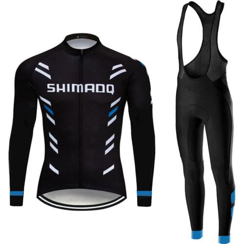 Mens Cycling Jersey Set Shimano MTB Bicycle Cycling Clothing Windproof Long Sleeve Padded Pants Suit