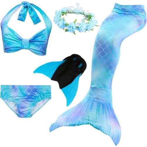 3Pieces Girls Mermaid Tails For Swimming Costume Kid Zeemeerminstaart Cola De Sirena Cauda De Sereia Cosplay Costumes Mermaid