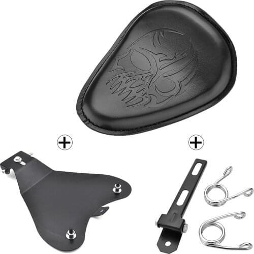 Skull Style Leather Motorcycle Driver Solo Seat Spring Bracket Mounting Base Kit For Harley Sportster Bobber Custom Honda Yamaha