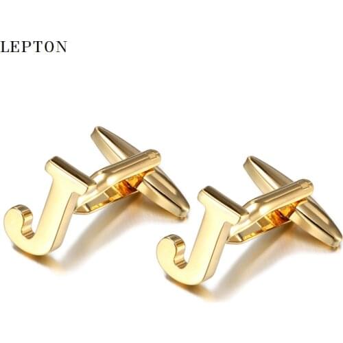 Hot Sale Letters J Cufflinks For Mens Lepton High Quality Gold & Silver Color Metal Wedding Shirt Cuff Links Gemelos