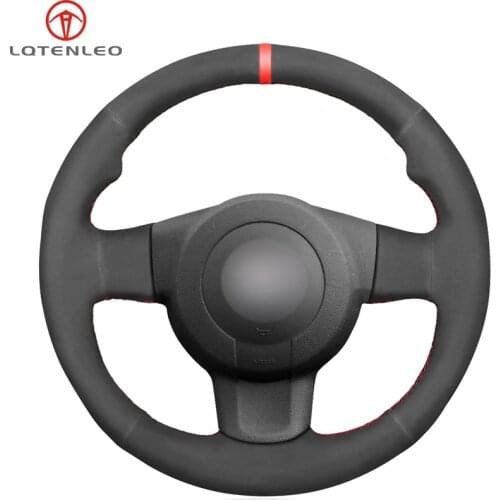 LQTENLEO Black Suede Hand Sewing Car Steering Wheel Cover For Seat Leon (1P) FR 2007-2009 Leon (1P) Cupra 2007-2009 Ibiza (6L)