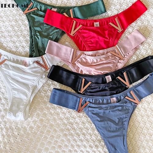 Sexy Underwear Seamless Women Panties G String Metal Buckle Panties Bikini Girls Briefs Low Rise High Cut Briefs Women T Pants