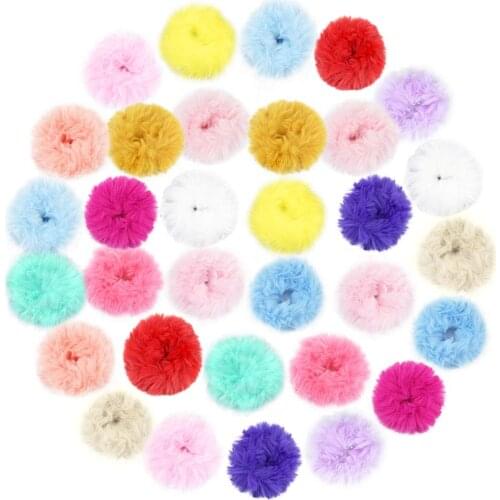 Pack of 2 Fluffy Faux Fur Furry Scrunchies Soft Hand Made Fur Elastic Hair Bands Ring for Ladies Hair Ties