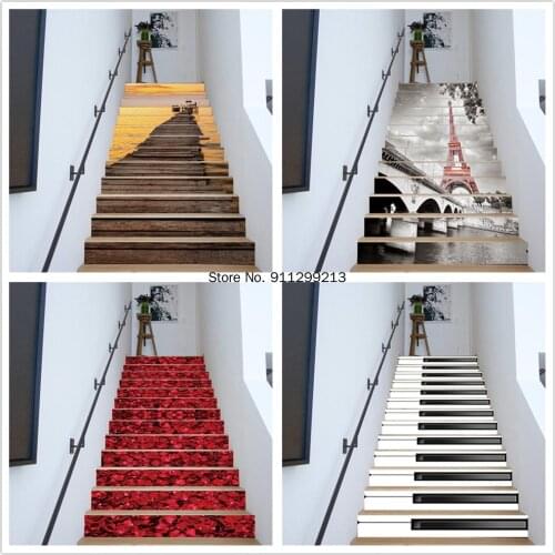 Stair Riser Floor Stickers DIY Waterproof Self Adhesive Stairs Decoration Staircase Home Decor Ar Mosaic Pattern Stairway Mural