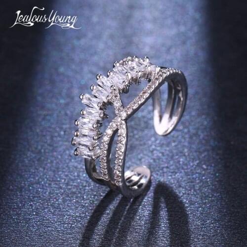 New Trendy Cubic Zirconia Adjustable Rings for Women Wedding Dinner Party Finger Ring Birthday Gift Jewelry