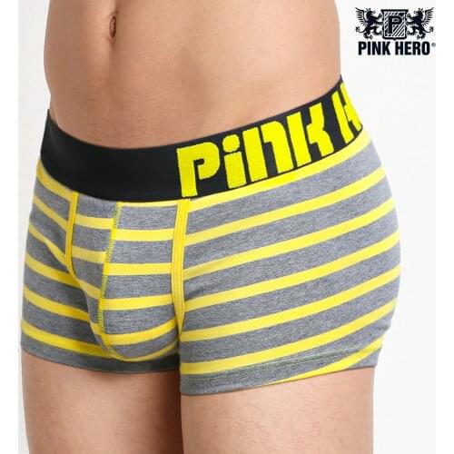 New! Pink Heroes Fashion Underwear Cotton Men Boxer Shorts High-quality Men Panties Striped Male Underpants Comfortable So Cool