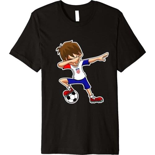 2018 New Arrival MenS Fashion Funny Tees Men Short Dabbing Soccers Boy Jersey Shirt, Croatia Flag Footballer Harajuku Tee Shirt