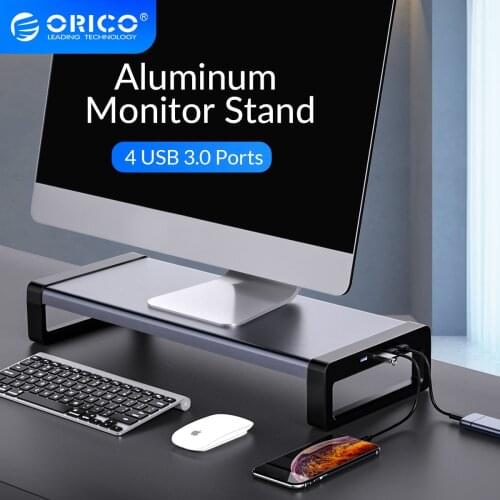 ORICO Aluminum Monitor Stand Riser with 4 USB3.0 HUB Universal Laptop Stand Holder Storage Desk Organizer for PC Laptop MacBook