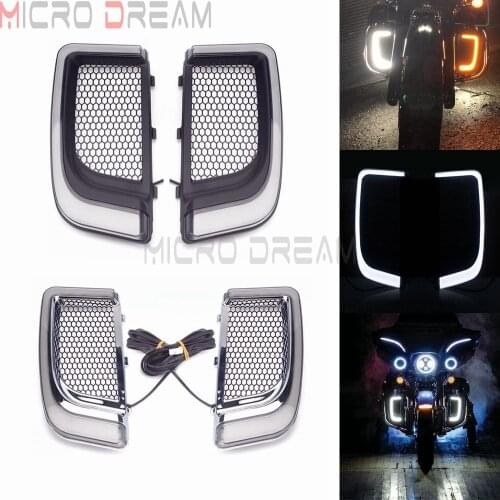 Front Left/Right LED Fairing Lower Grills Turn Signal Light for Harley Touring FLHTCU/FLHTK/FLHTKSE/FLHXSE/FLTRU Running Lamp