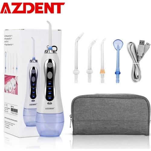 AZDENT Hot Cordless Dental Flosser + Travel Bag Case Portable Oral Jet Irrigator Water Tooth Pick Floss USB Charger 300ml 5 Tips