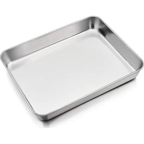 LBER Baking Sheet Rectangular Cake Pan,Stainless Steel Lasagna Pan for Lasagna Brownie Fish Meats,Rectangle Baking Pan