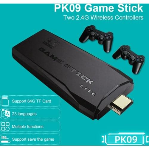 POWKIDDY Tv Game Stick 4K HD Video Game Console Retro Arcade 64GB 10000 Games Wireless Dual Controller Gamepad Childrens Gifts