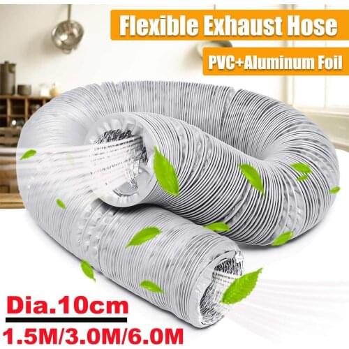 1.5m/3m/6m Exhaust Pipe Flexible Air Conditioner Exhaust Pipe Vent Hose Duct Outlet 100mm Ventilation Duct Vent Hose