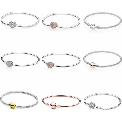 High Quality Fit European snake chain bracelet 3mm bead jewelry original berloque charms for women gift
