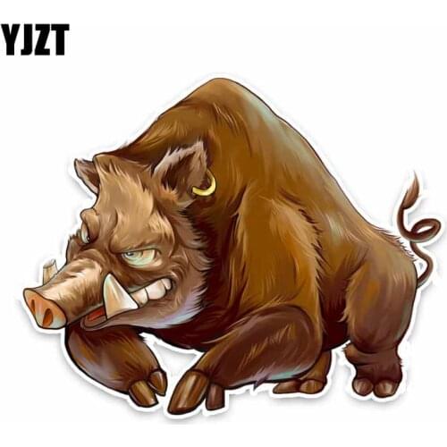 YJZT 12CM*15CM Personality Animal Wild Boar PVC Car Sticker Decal Decor C29-0673