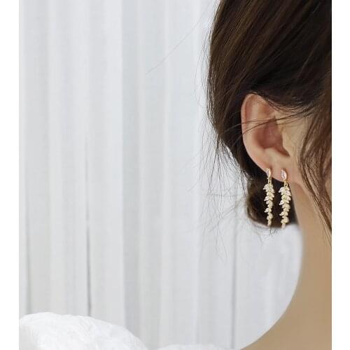 Winter Gold Leaves Earrings For Women Exquisite Tiny Zirconia Stud Earring Elegant Korean Crystal Wedding Pendant