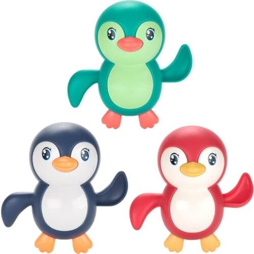 066B Cute Cartoon Animal Pull Bath Toy Classic Penguin Baby Infant Water Toy Swim Penguin Wrap-up Bathtub Kids Beach Toy