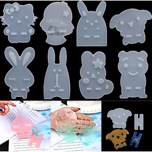 1 Set Cute Cat Dog Rabbit Shape Phone Bracket Holder Silicone Mold Phone Stand Epoxy Resin Molds for DIY Decoration Craft Making