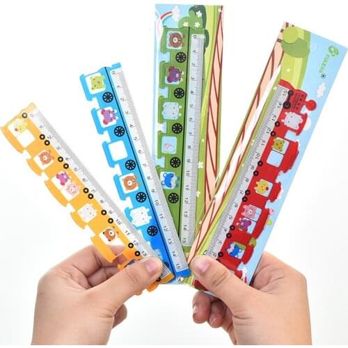 5 pcs/lot Cartoon train shape ruler cute little animal pattern Child ruler painting ruler cute little animal