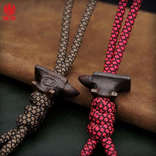 1PC Copper Mini Blacksmith Anvil Playing Iron Pad EDC Paracord Beads Umbrella Rope Cord Lanyard Pendants Knife Beads Accessories