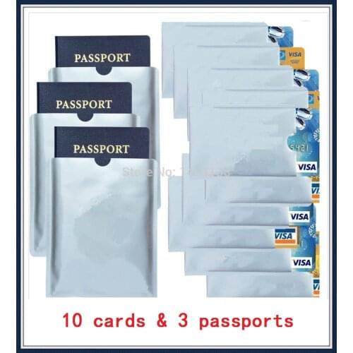 10+3pcs Anti Scan RFID Blocking Sleeves Credit Card and passport to Secure Identity ATM Debit Contactless ID Protector Holder