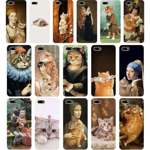 14AA Art Cat Soft Silicone Tpu Cover phone Case for Huawei Honor 7A PRO 5.45 5.7 7C 7X Y5 2018
