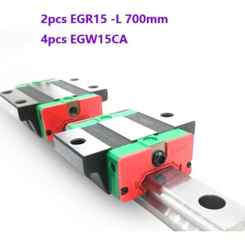 2pcs origial Hiwin rail EGR15 -L 700mm linear guide + 4pcs EGW15CA flanged carriage blocks for CNC router