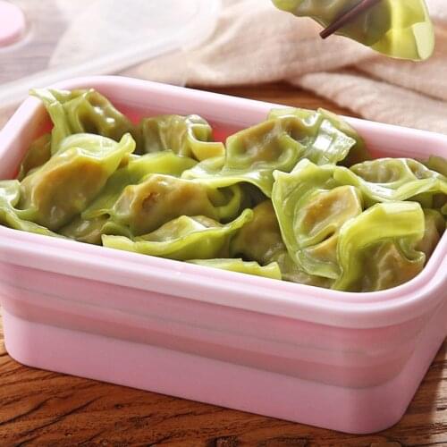 3pcs Portable Silicone Lunch Box Folding Lunchbox Food Container Microwave Safe Food Grade Silicone Food Dinnerware Eco-Friendly