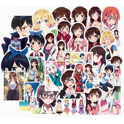 50Pcs Japanese Anime Renting A Girl Friend Cartoon Sticker Luggage Scooter Notebook Scrapbook Motorcycle PVC Graffiti Stickers